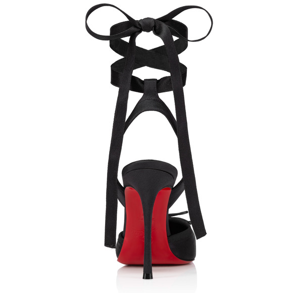 Christian Louboutin Cassia Lace Up 100 Black Tie Ballet Sandal Heel Pump 38.5 - Picture 13 of 15